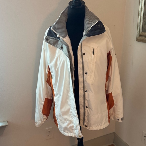 Columbia fleece interchange Vertex Core White burned Orange women’s Jacket Sz L - Picture 1 of 11
